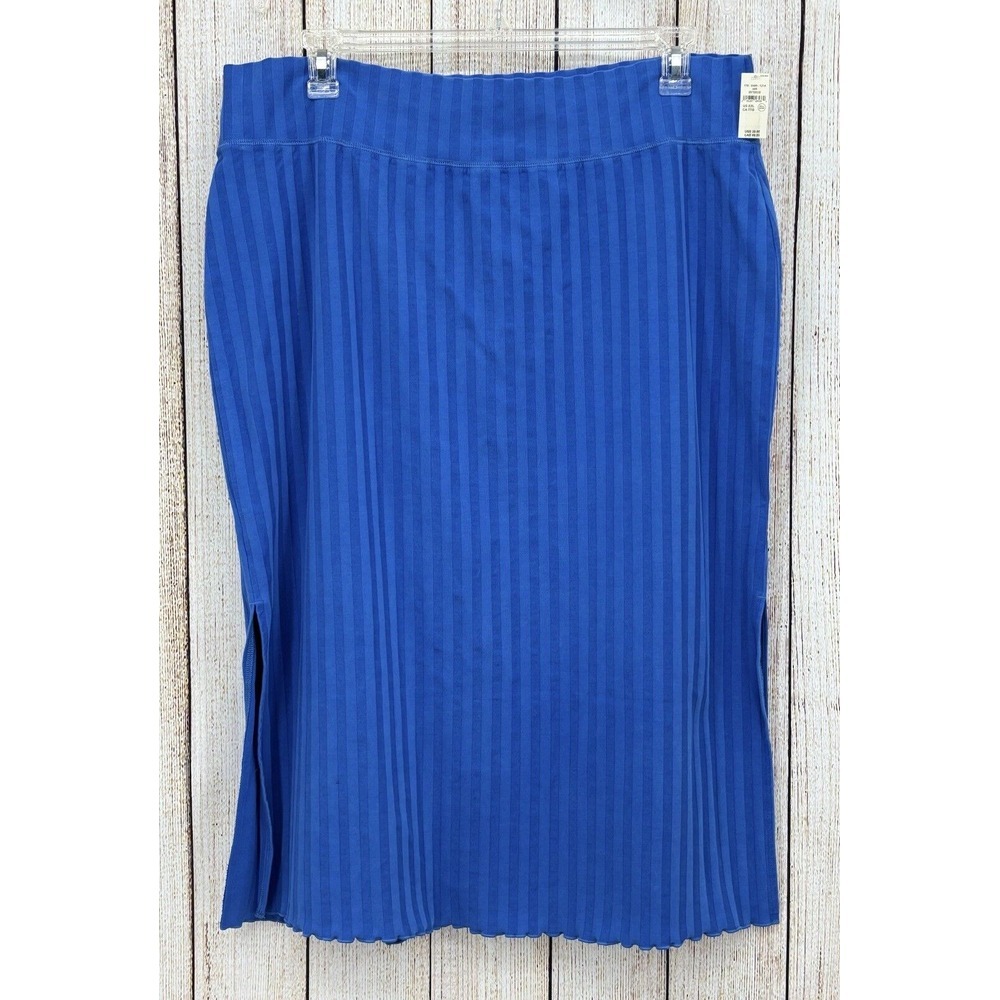 OFFLINE  by‎ Aerie Real Me Xtra Ribbed Midi Skirt Plus Size XXL Blue Slit NWT